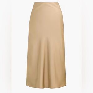 J. Crew Factory Neutral Beige Satin Midi Skirt